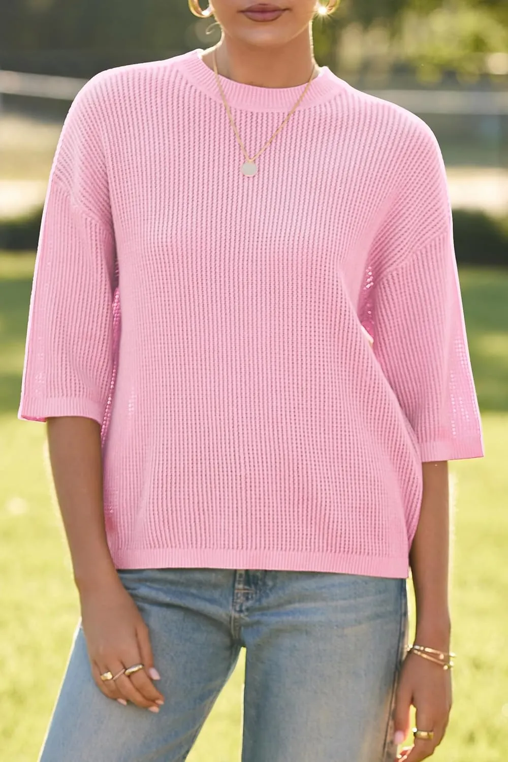Arach&Cloz Womens 100% Cotton Summer Casual Relaxed Fit Crochet Tops 2025