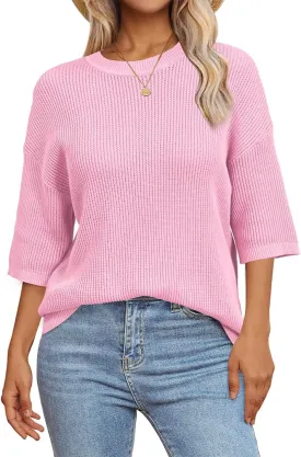 Arach&Cloz Womens 100% Cotton Summer Casual Relaxed Fit Crochet Tops 2025