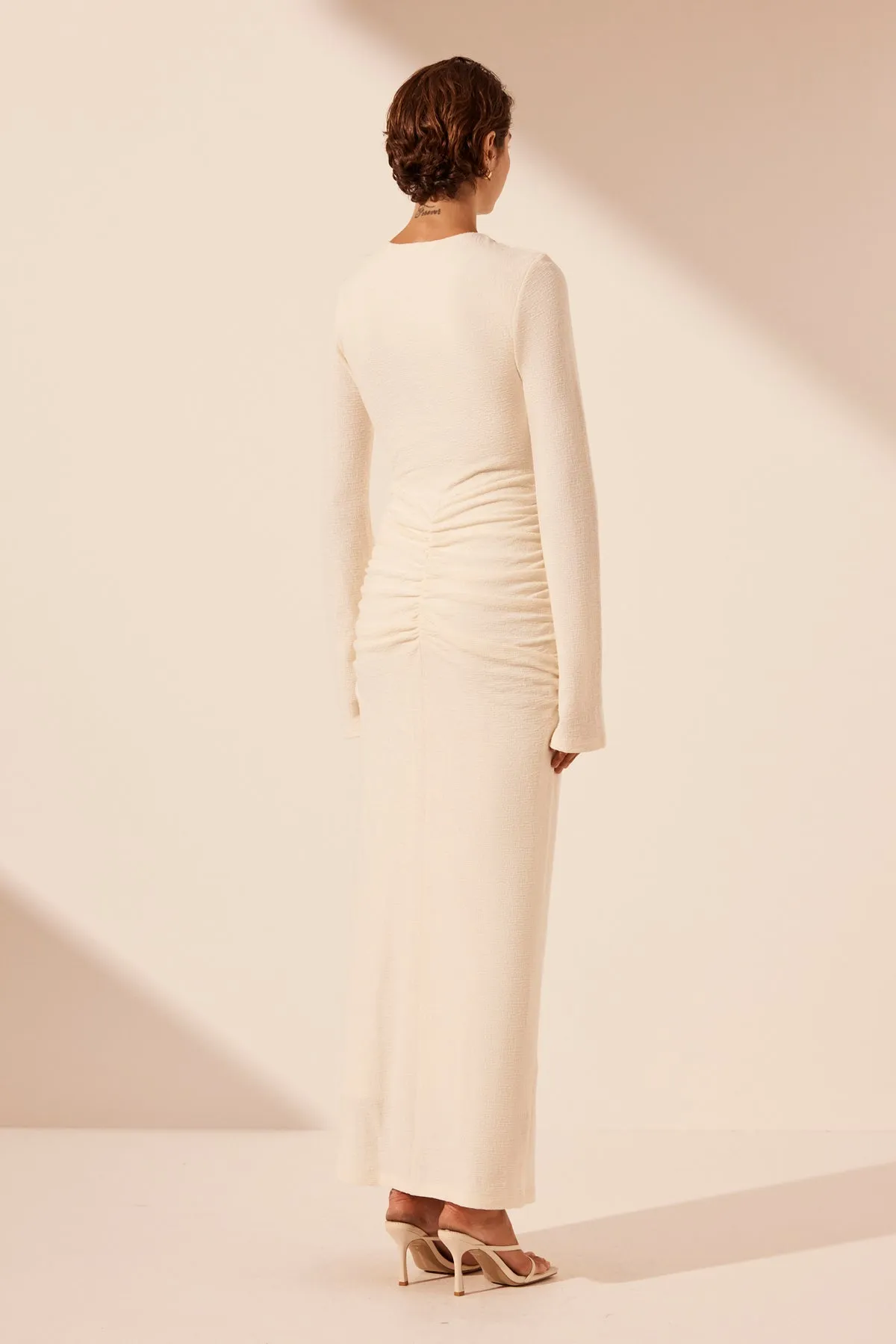 Rice Beau Drawstring Maxi Dress with Gathered Details