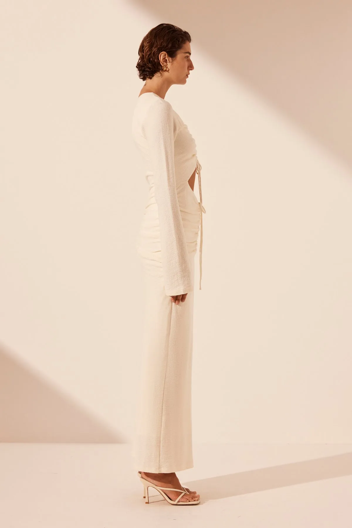 Rice Beau Drawstring Maxi Dress with Gathered Details