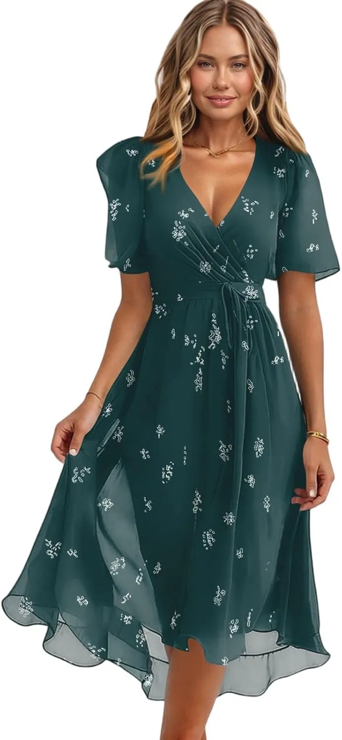 Boho Dress Resort Wear for Women 2025 Beach Dresses Wedding Guest Chiffon Garden Party Bridesmaid Dresses for Women