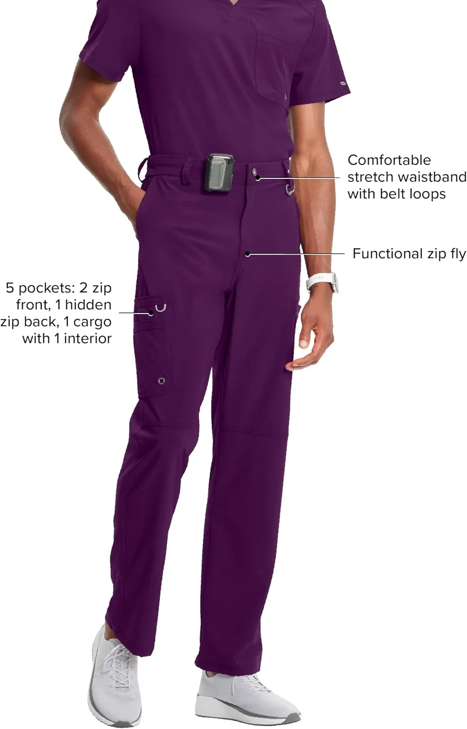 Cherokee Infinity Mens Scrub Pants Modern Fit 6 Pockets Tapered Leg with Drawstring - CK200A