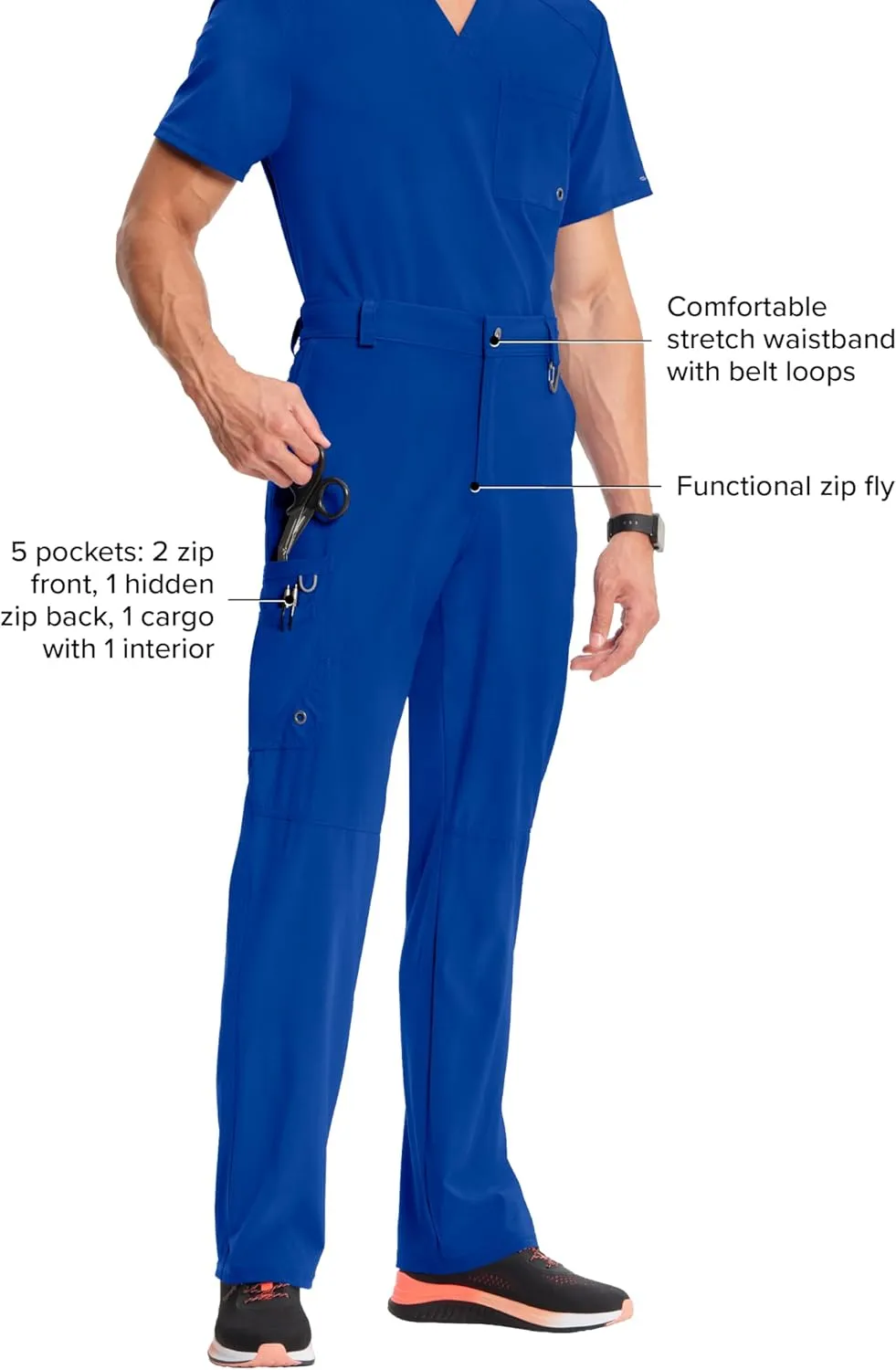 Cherokee Infinity Mens Scrub Pants Modern Fit 6 Pockets Tapered Leg with Drawstring - CK200A