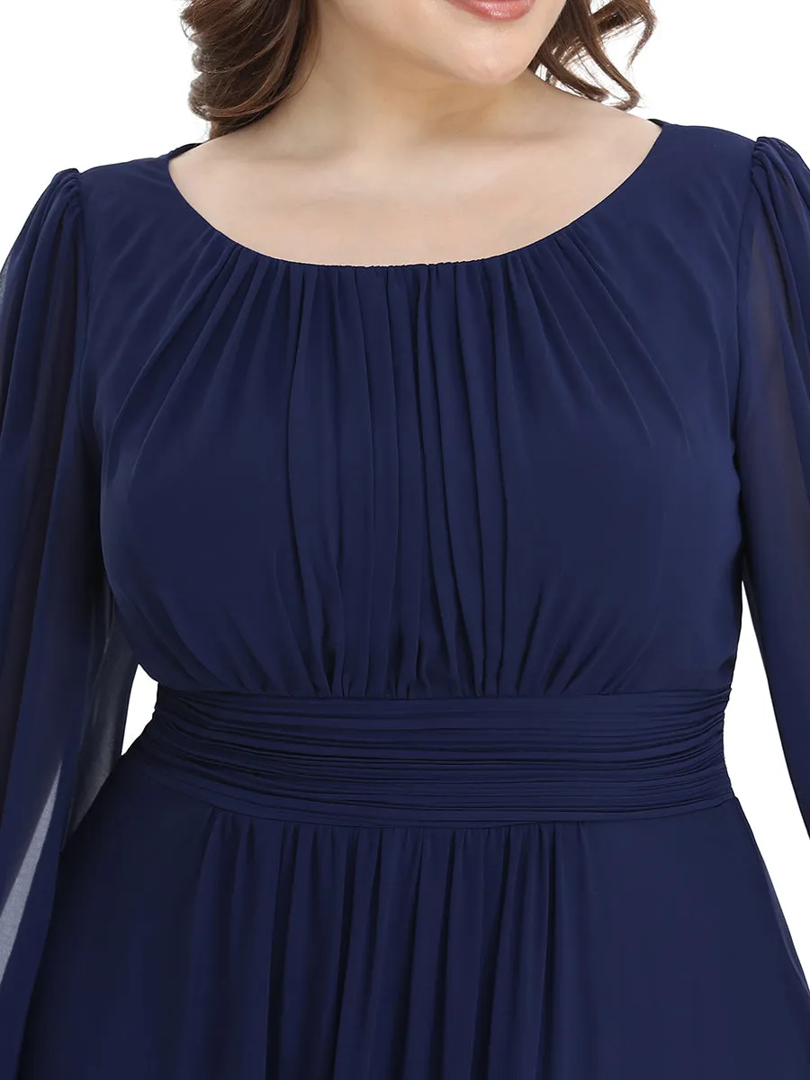 Elegant Custom Size Round Neck Wholesale Bridesmaid Dresses with Long Lantern Sleeves for Chic Weddings