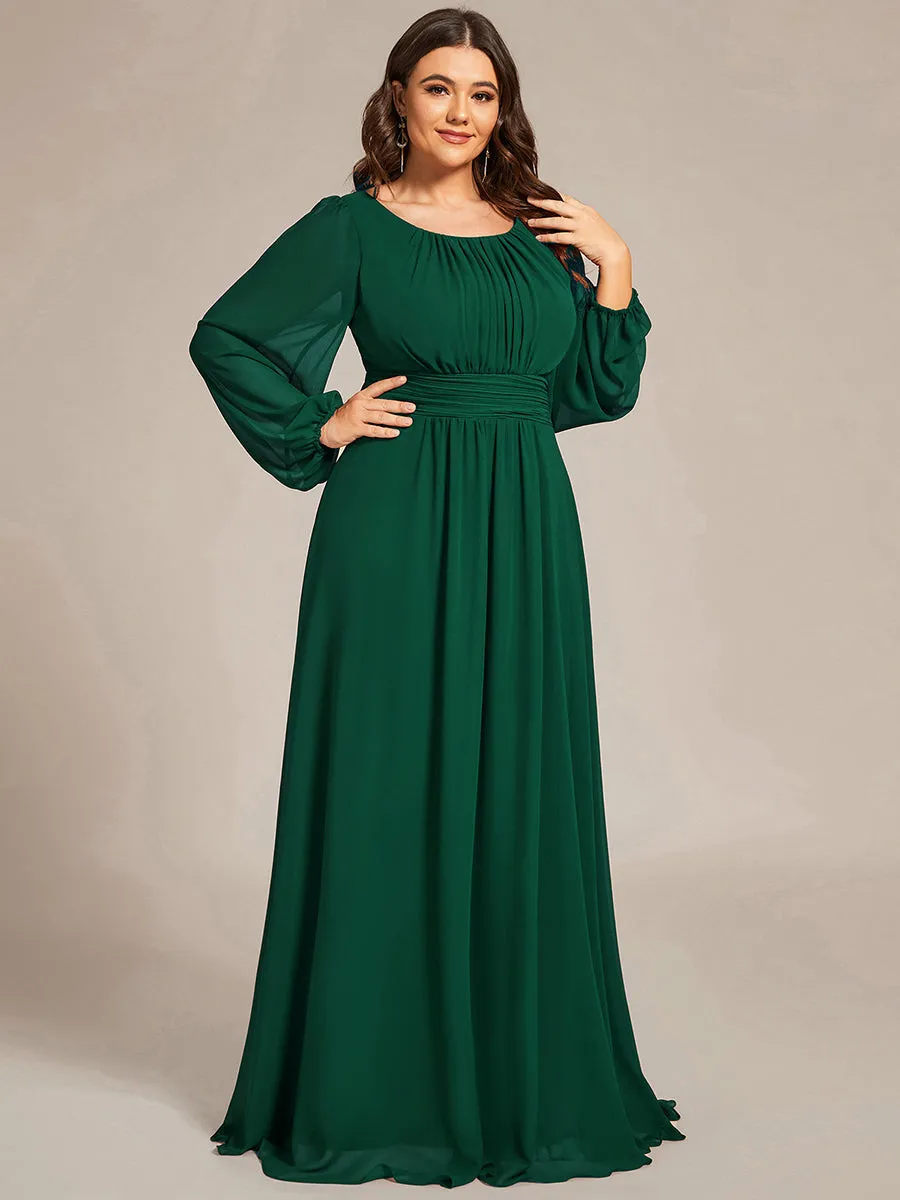 Elegant Custom Size Round Neck Wholesale Bridesmaid Dresses with Long Lantern Sleeves for Chic Weddings