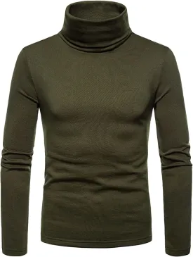 Kaxiya2021 Men's Turtleneck Long Sleeve T Shirt Lightweight Slim Basic Thermal Pullover Cotton Soft Solid Base Layer Shirt