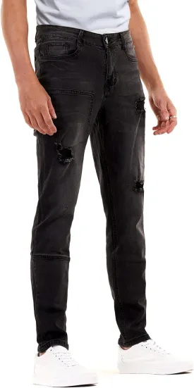 Men's Classic Slim Fit Stretchy Jeans for Men Skinny Flex Denim Pants Ripped Designer