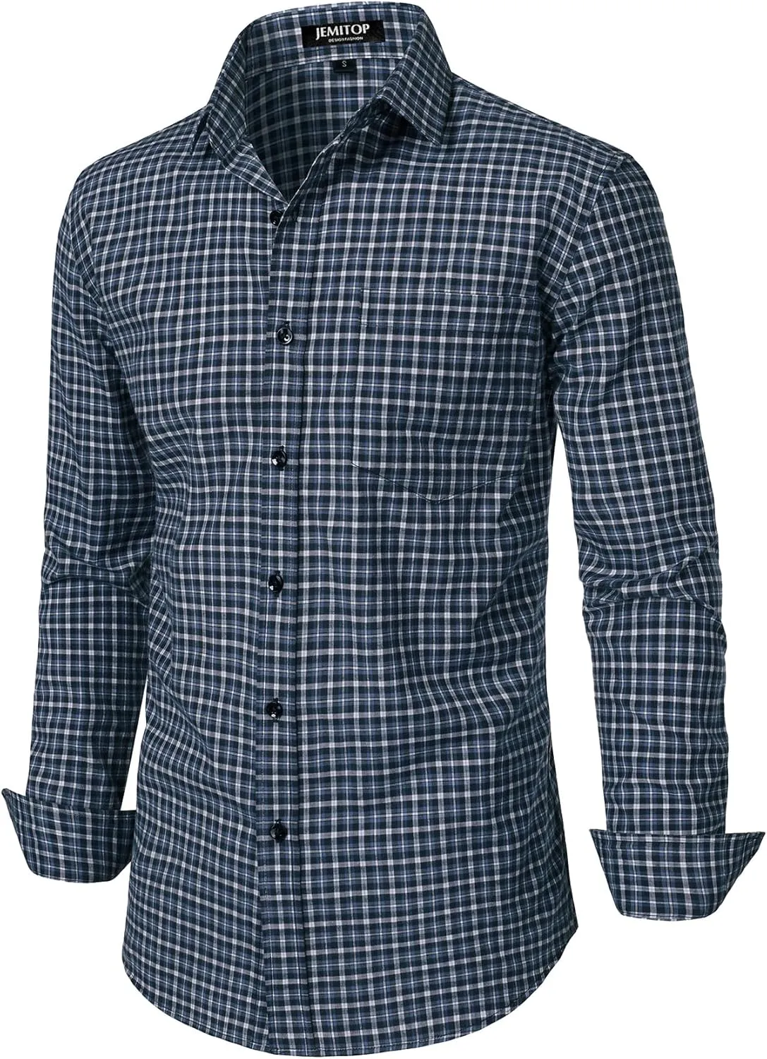 Men's Transitional Weather Slim Fit Long Sleeve Button Down Shirt Business Casual Dress Shirts with Pocket