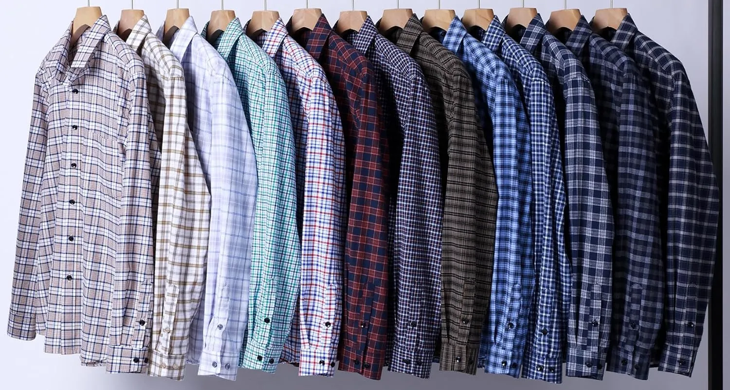 Men's Transitional Weather Slim Fit Long Sleeve Button Down Shirt Business Casual Dress Shirts with Pocket