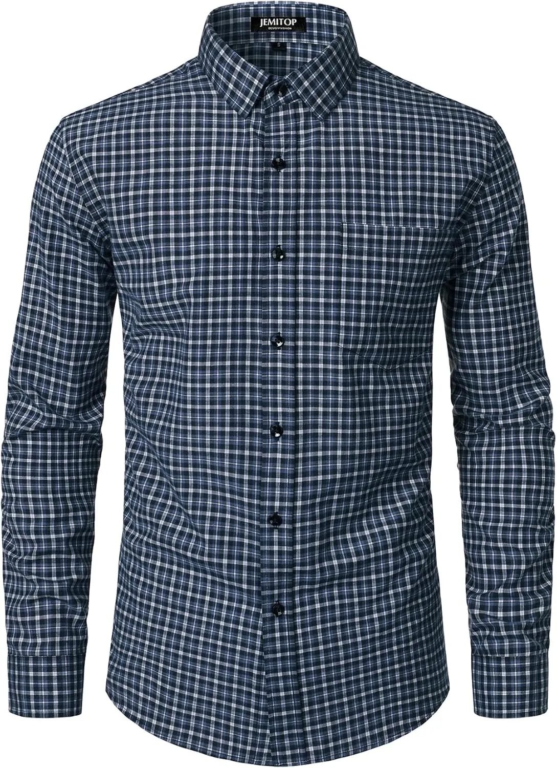 Men's Transitional Weather Slim Fit Long Sleeve Button Down Shirt Business Casual Dress Shirts with Pocket