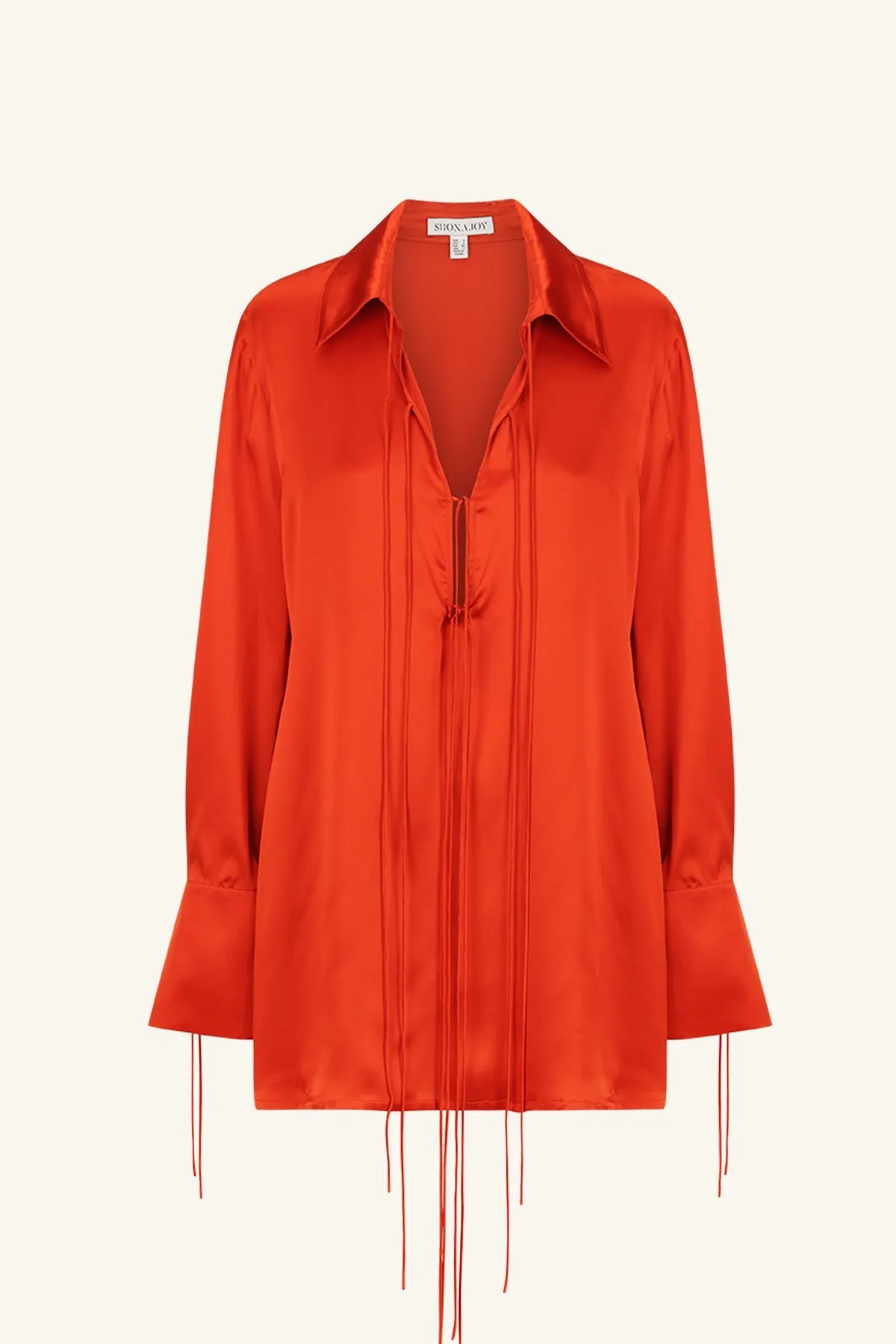 Milenna Chilli Red Silk Shirt Tie Mini Dress