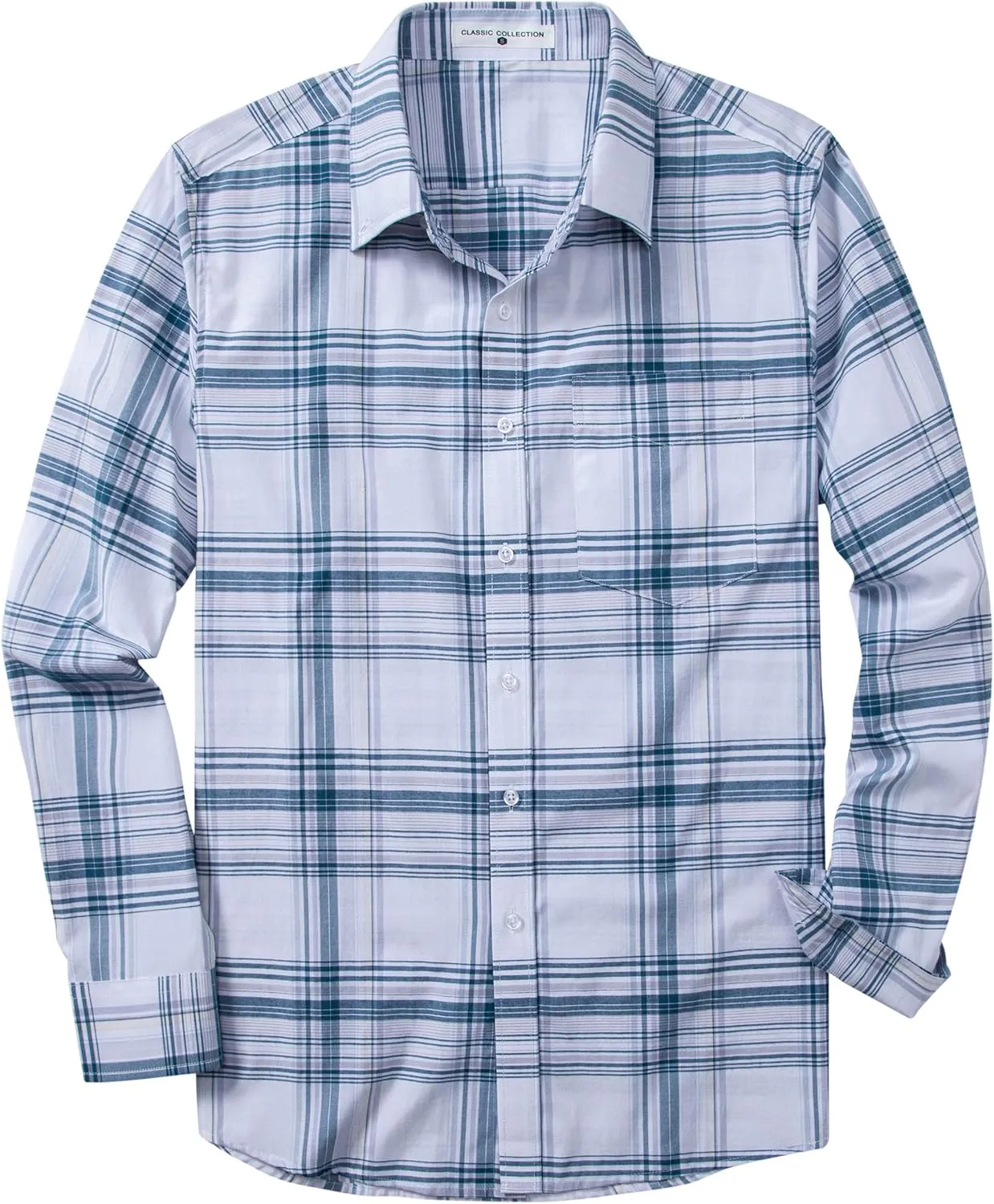 MUSE FATH Mens Long Sleeve Summer Lightweight Plaid Casual Shirts Soft Button Down with Pocket