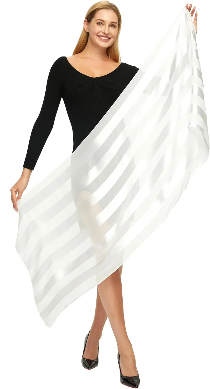 PANTONIGHT Women's Polyester Head Wrap Plain Metallic Evening Shawl Lightweight Wedding Shawl Satin Wraps for Party