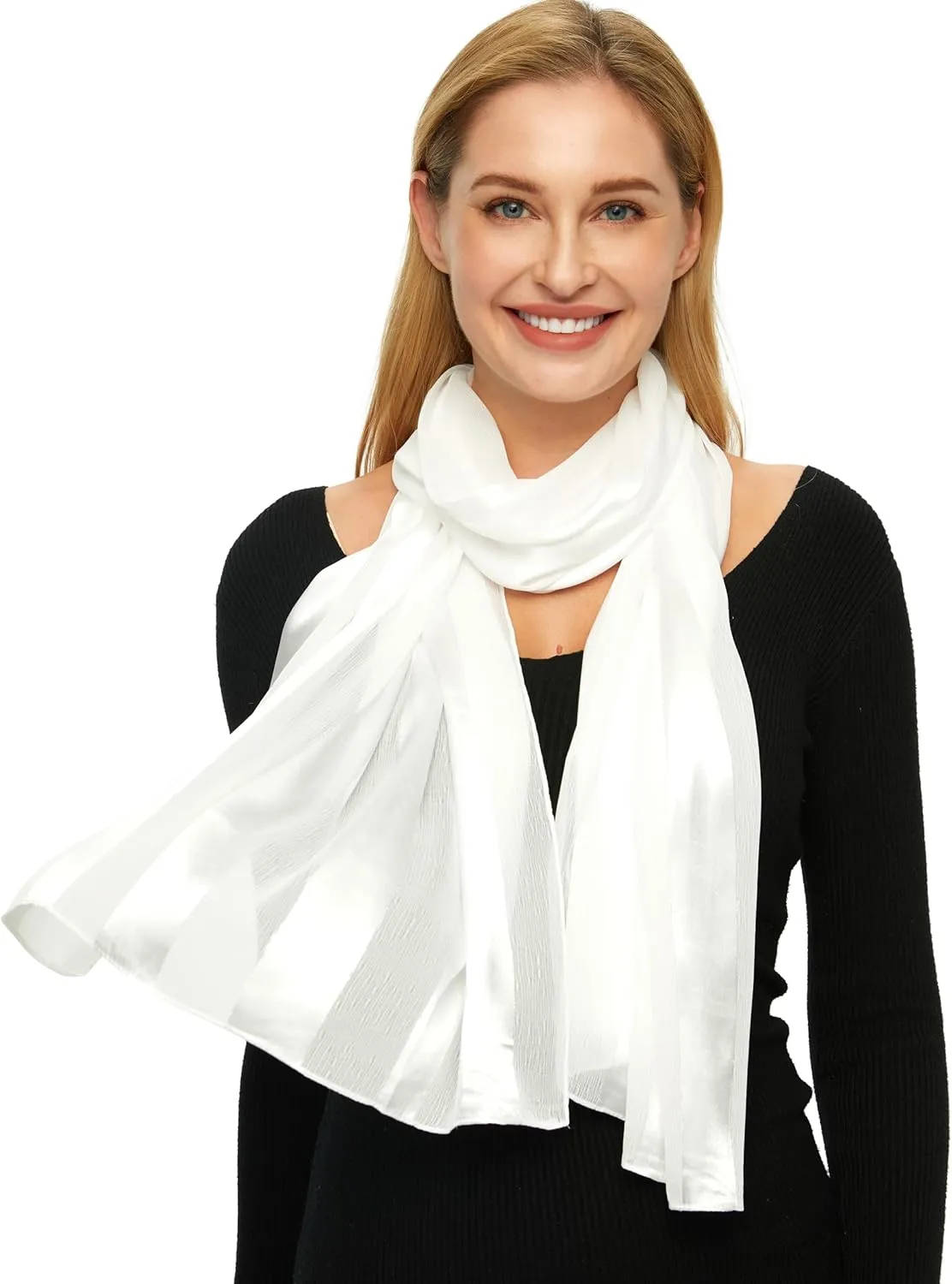 PANTONIGHT Women's Polyester Head Wrap Plain Metallic Evening Shawl Lightweight Wedding Shawl Satin Wraps for Party