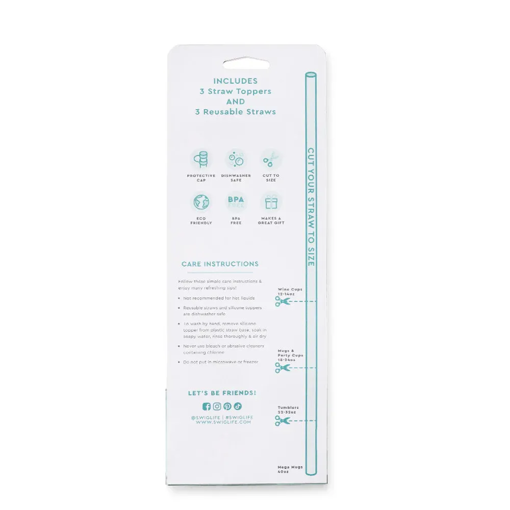 Reusable Straws W/ Toppers (Mult Styles)