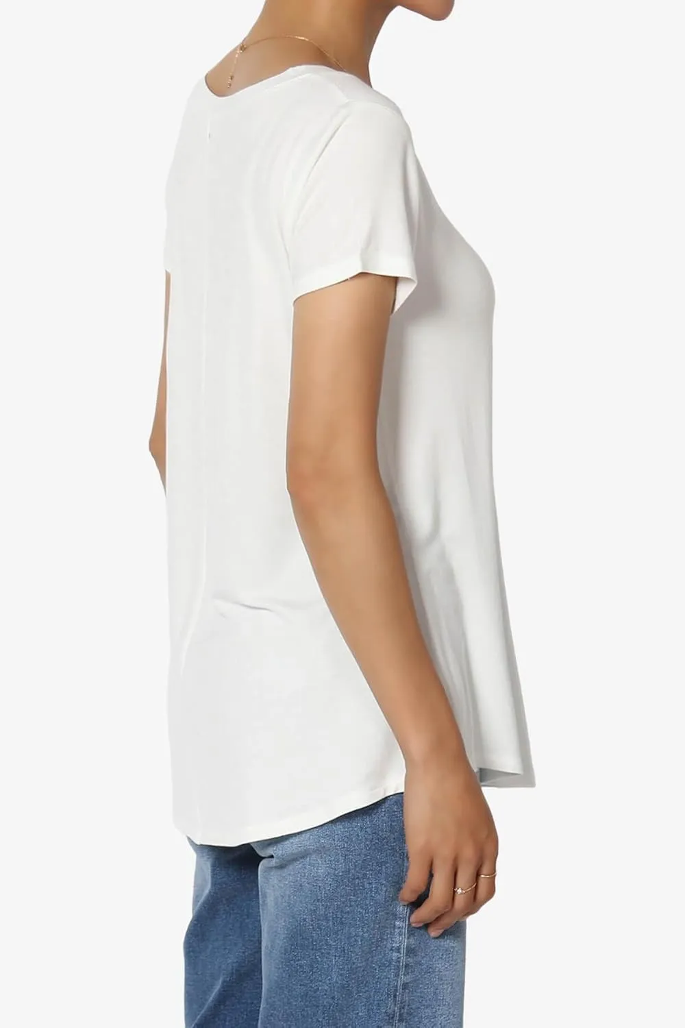 TheMogan Women's Casual V-Neck Short Sleeve T-Shirt Soft Drapey Jersey Relaxed Top Perfect Tee