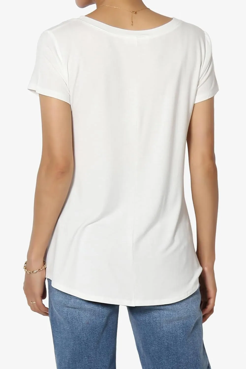 TheMogan Women's Casual V-Neck Short Sleeve T-Shirt Soft Drapey Jersey Relaxed Top Perfect Tee