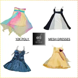 Y2K POLY MESH DRESSES (YELLOW & WHITE) - 13 PCS